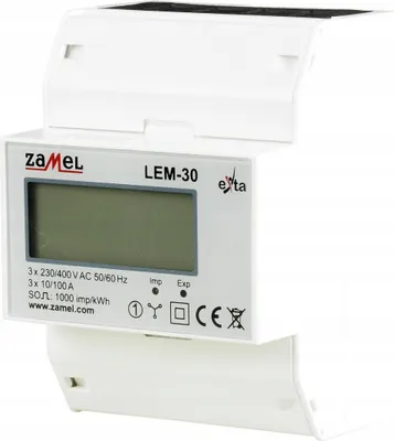 Immagine prodotto di Contatore di elettricità 3x230V 100A Zamel LEM-30 trifase
