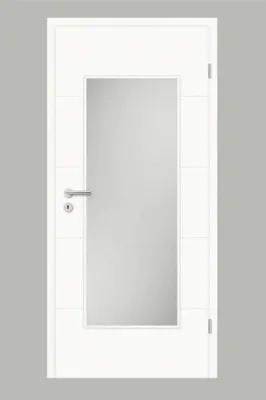 Produktbild von Pertura Zimmertür Perla 05 Design weiß lackiert (ähnlich RAL 9003) 98,5 x 198,5 cm Rechts mit Lichtausschnitt HD (ohne G
