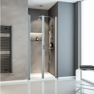 Produktbild von SCHULTE Pendeltür in Nische Lugano 90 x 180 cm Klarglas Profilfarbe aluminium