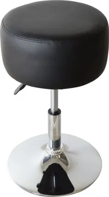 A black, adjustable stool with a chrome base.