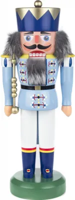 Produktbild von Nussknacker - König hellblau-weiß, 34 cm