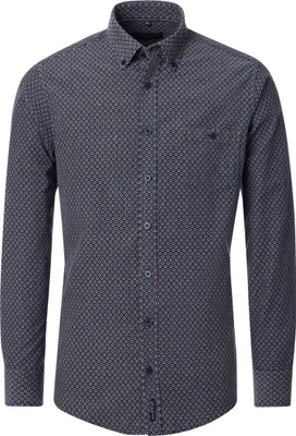 Produktbild von CASAMODA Herren Freizeithemd Langarm Button-Down Casual Cord Blau gemustert L