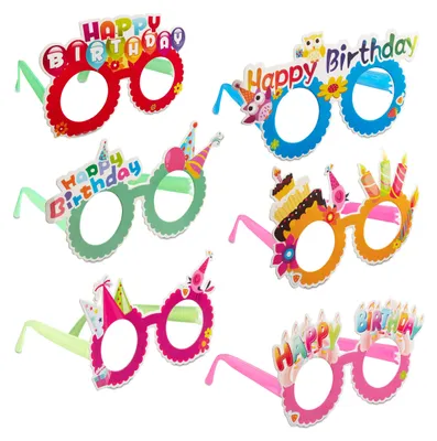 Partybrillen Happy Birthday, 6er-Set, bunt, 10 x 17 x 13 cm