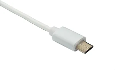 Obrázok produktu pre SYSTEM-S USB 2.0 kábel 100 cm Micro B zástrčka do zásuvky so špirálovým adaptérom v bielej farbe