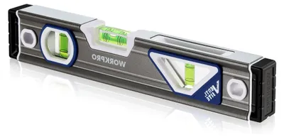 Produktbild von Wasserwaage 25 cm, Mini Torpedo-Wasserwaage, Aluminiumgehäuse, Gummi-Endkappen, Rundum ablesbar, 1 horizontale und 2 vertikale Libellen