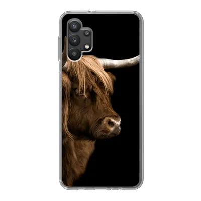 Produktbild von MuchoWow® Handyhülle Schutzhülle Hülle für Samsung Galaxy A32 5G Schottischer Highlander - Kuh - Schwarz Silikon Softcase Handy Hülle - Softcase