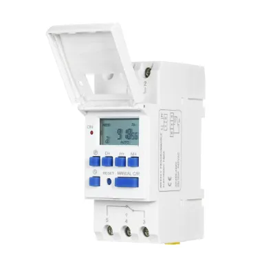 Obrázok produktu pre THC15A Digitálny časový spínač 220V - LCD týždenný časový spínač, 16A, 16 časov zapnutia/vypnutia, DIN lišta, programovateľný