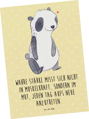 Produktbild von Mr. & Mrs. Panda Postkarte Panda Muskelatrophie - Gelb Pastell - Geschenk, Ansichtskarten, SMA, Atrophie, Spinale Muskelatrohie, Ansichtskarte, Muskelschwund, Postkarten