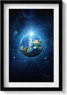 Produktbild von NASA - Erde, Galaxie und Sonne– Wandbild mit Rahmen – Gerahmtes Bild  – Wanddekoration – 40x60 cm –  Schwarz
