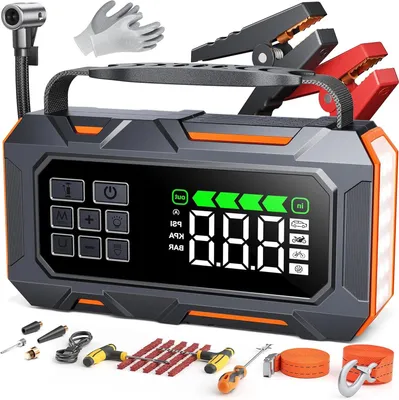 Produktbild von 14-in-1 Starthilfe-Powerbank – Autobootgerät – 7000A Startstrom – Integrierter Kompressor mit 160 PSI