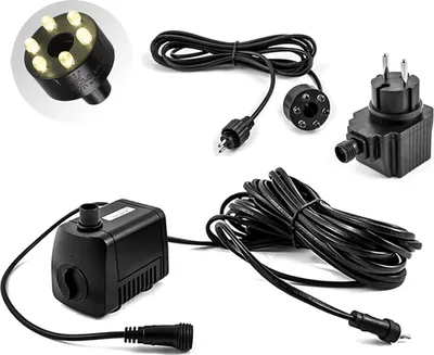 Produktbild von CLGarden Springbrunnenpumpe SP1 mit LED Beleuchtung warm weiß LED Ring 12V für Gartenbrunnen Springbrunnen