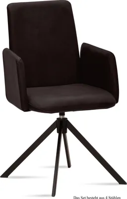 Produktbild von Armlehnstuhl drehbar (4er-Set) Deasia 52x92x60 Schwarz/Espresso