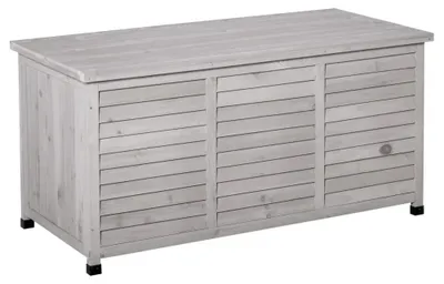 Immagine prodotto di Armadietto per attrezzi da giardino - Mobiletto da esterno in legno di abete - Impermeabile - Resistente agli agenti atmosferici - 127x56x60 cm - Grigio
