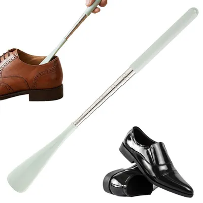 Immagine prodotto di Aiutino per scarpe, lungo, estensibile, in plastica con manico in metallo, colore verde, telescopico, lunghezza regolabile da 30 a 71 cm