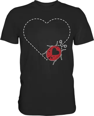 Produktbild von Marienkäfer Herz Insekten T-Shirt – Black / 4XL
