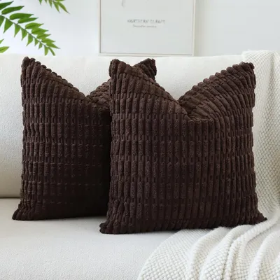 Productafbeelding van Kussensloopsets, corduroy, chocoladebruin, 2 stuks, 60x60 cm