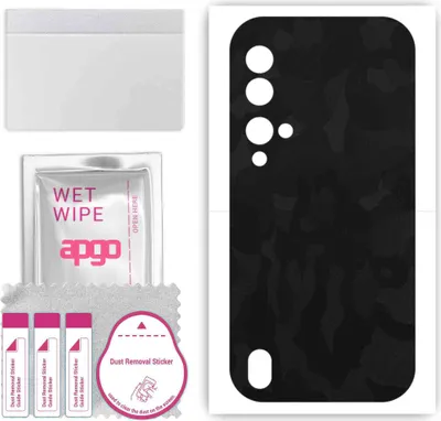 Produktbild von apgo Rückseite Schutzfolie, Skin, kompatibel mit Blackview BV9900E, Hinten Displayschutzfolie aus Vinylfolie, kratzfest, einfache Montage - Schwarzes Tarnmuster