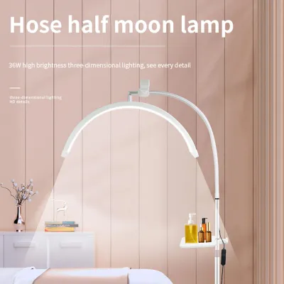 Zdjęcie produktu dla Lampa półksiężycowa w kształcie litery U, 36 W, lampa kosmetyczna do przedłużania rzęs, paznokci, stojąca z tacą, biała, wtyczka UE