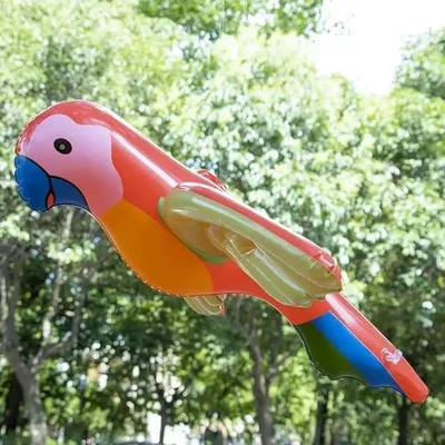 Produktbild von Parrot-Party-Dekoration – aufblasbares PVC-Poolspielzeug 73x58cm mit Comic-Vogel | Buntes schwimmendes Poolzubehör und Dekorationsset für Strandpartys | für Schwimmbäder, Strandtreffen und sommerliche Veranstaltungen im Freien