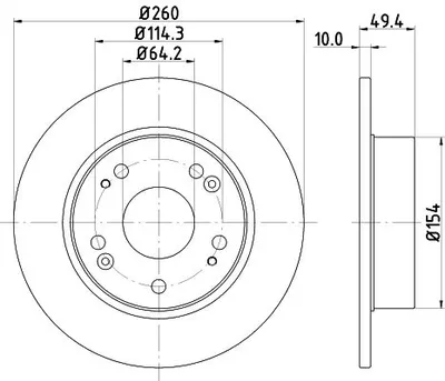 Produktbild von 2x HELLA Bremsscheibe 8DD 355 118-731 49 4mm 3 8kg 260mm