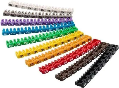 Produktbild von Kabel-Identifikationsmarker - Nummeretiketten - Kabelidentifizierung - Clip-on-Design - 1,5mm - Mehrfarbig
