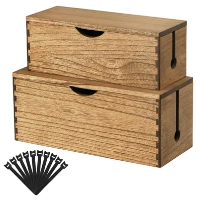 Productafbeelding van Houten Kabelbeheerbox voor het Verbergen van Kabels en Stopcontacten