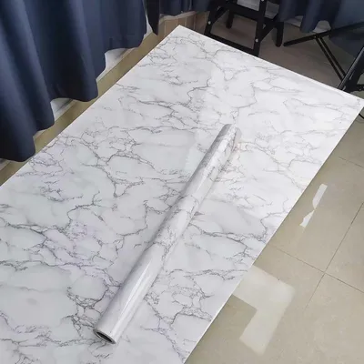Zdjęcie produktu dla Samoprzylepna okładzina meblowa w kolorze szarym marmurkowym, 60 x 300 cm, wodoodporna