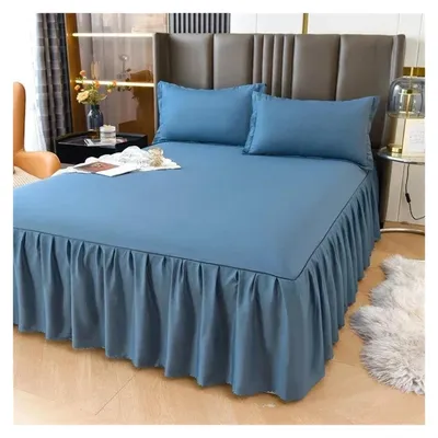 Produktbild von Elzusha - Tagesdecke mit Rüschen - Einfarbig - Polyester - 180 x 220 cm - Blau
