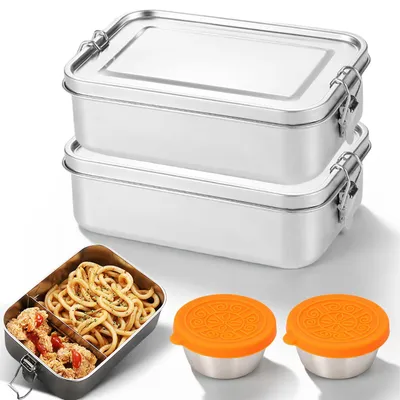 Edelstahl-Lunchbox-Set, 2-teilig, 850 ml, mit Fächern, BPA-frei