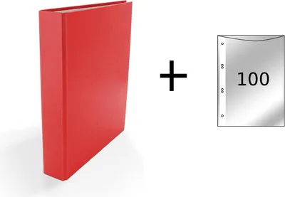 Produktbild von Ringbuch / DIN A5 / 4-Ring Ordner / Farbe: rot + 100 Prospekthüllen