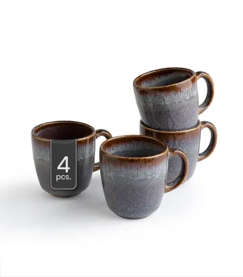 Produktbild von Kaffeetassen - 240 ml - Beige - Grau - Steingut - mit Reaktivglasur - 4er Set