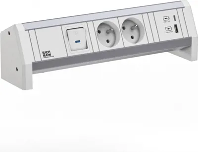 Productafbeelding van BACHMANN Bureau 2x USB-poort, 1x USB A/C, 22W, 1x Schakelaar, type GST18, kleur RAL9010