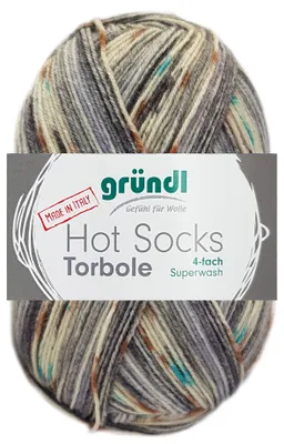 Produktbild von 100 Gramm Gründl Hot Socks Torbole 4--fach 01 Grau Mix