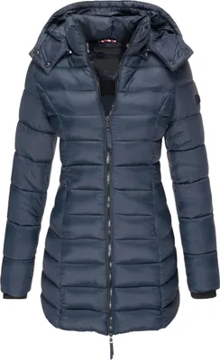 Produktbild von ASKSA Damen Winter Jacke Warme Stepp Mantel Lang Daunenjacke uebergangsjacke mit Kapuze Wintermantel, Dunkelblau, XL