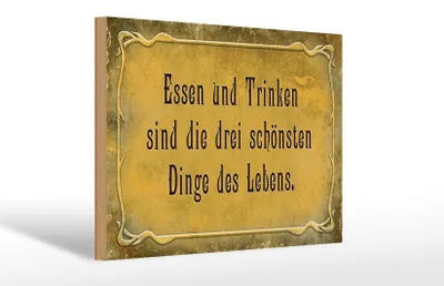 Produktbild von Holzschild Spruch 30x20cm Essen Trinken 3 schönste Dinge