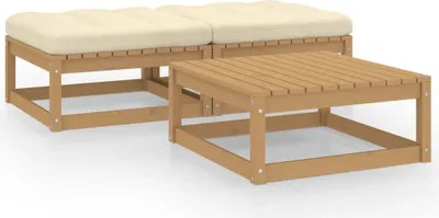 Produktbild von [Home] 3-tlg. Garten-Lounge-Set mit Kissen Massivholz Kiefer , Neue Mode 2024 im häuslichen Leben
