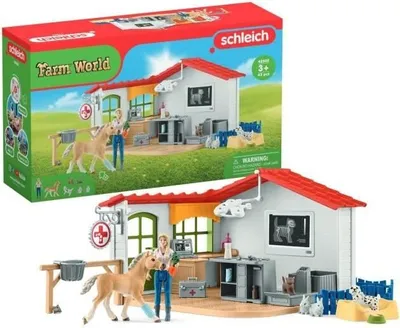 Produktbild von Tierarztpraxis mit Tieren, 43-teiliges Set, Tierarzt Figur, Bauernhoftiere, Schleich 42502 FARM WORLD