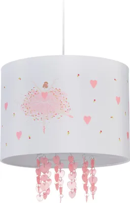 Immagine prodotto di Lampada a sospensione Relaxdays per cameretta, paralume con ballerina, A x P: 158 x 35 cm, lampada a sospensione per bambini, bianco/rosa