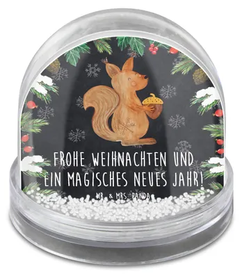 Produktbild von Mr. & Mrs. Panda Schneekugel Weihnachten Eichhörnchen Weihnachten - Kreidetafel - Geschenk, schnee kugel, Frohe, dekoartikel, Weihnachtsgruß, glitzerkugel, Neujahr