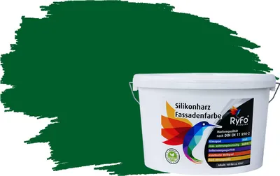 Produktbild von RyFo Colors Silikonharz Fassadenfarbe Lotuseffekt Trend Grüntöne Dunkelgrün 10l - bunte Fassadenfarbe, weitere Grün Farbtöne und Größen erhältlich, Deckkraft Klasse 1