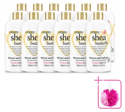 Obrázok produktu pre 12 kusov gélu na umývanie tela a sprchy Treaclemoon, rad Creamy Shea Butterfly, objem 500 ml – balenie