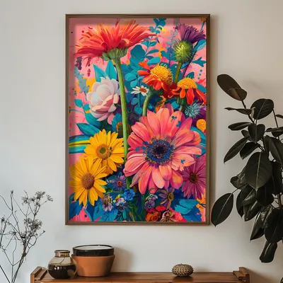 Obrázek produktu pro Wallity, HUM079, Dekorativní obraz v rámu z MDF, Vícebarevný, 100 % MDF, 50 x 70 x 3,5 cm