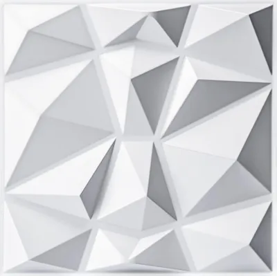 Produktbild von 33 Stück 3D Wandpaneele Diamant Hochsteifes PVC, 30 x 30 cm, Nicht Verformbar, Recycelbar, Wasserfest, Hitzebeständig, Geruchsneutral,matt weiß