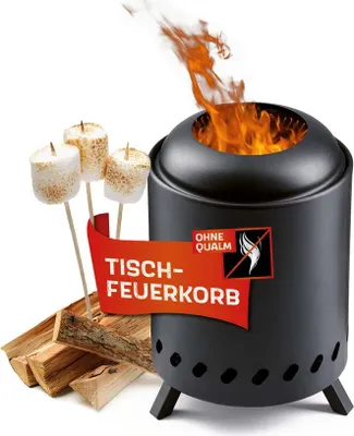 Produktbild von LANDMANN Feuerkorb raucharm - Ø 18 cm - Schwarz - robust, doppelwandig & tragbar