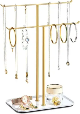 Produktbild von Schmuckhalter für Halsketten und Armbänder – Elegante Metallablage für Zuhause, Schlafzimmer und Schminktisch – Ideal als Geschenk für Frauen