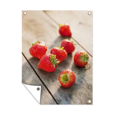 Obrázok produktu pre MuchoWow® Vonkajší plagát - Záhradná dekorácia ochrana súkromia - Záhradné plagáty pre záhradu - Jahoda - Ovocie - stôl - 40x30x0.2cm