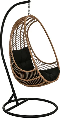 Produktbild von Dehner Hängesessel Venezia, ca. 197 x 82.5 x 101.5 cm, Stahl/Polyester, schwarz/beige