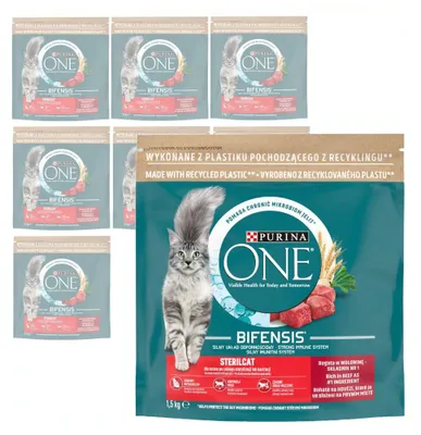 Produktbild von Purina One Bifensis Sterilcat 8x1,5kg Trockenfutter für Katzen mit Rindfleisch