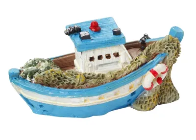 Produktbild von Miniatur Fischerboot 6,5 cm, blau/weiss