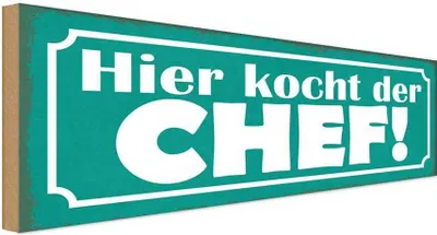 Produktbild von vianmo Holzschild 10x27 cm hier kocht der Chef Beruf Arbeit
